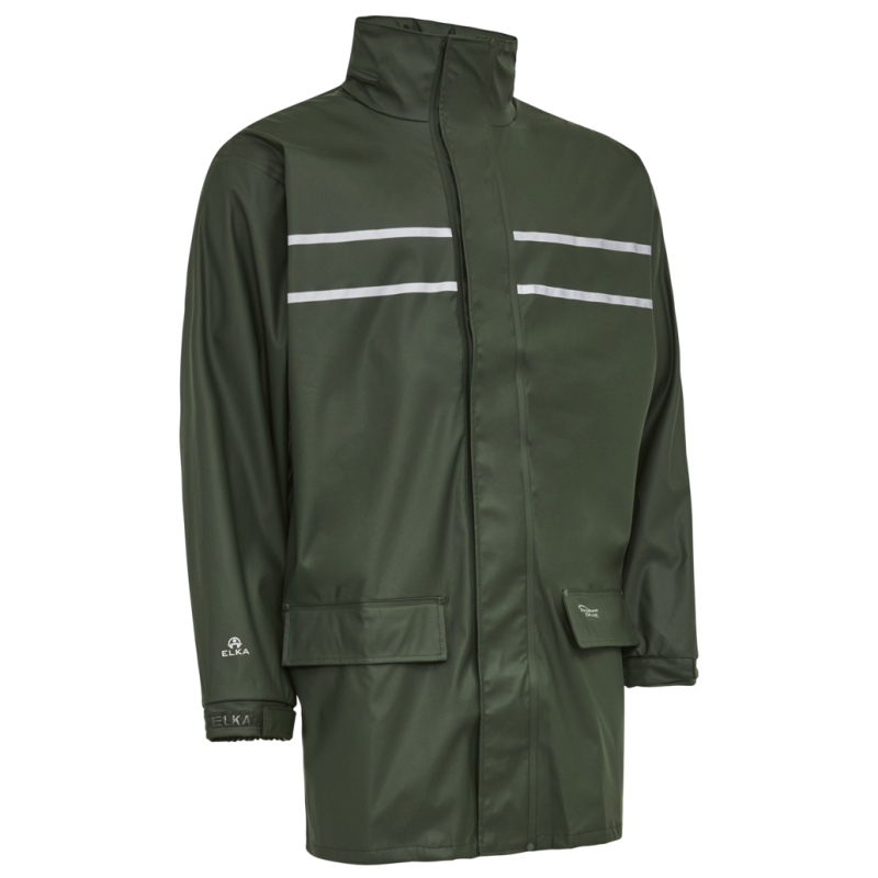 Dry Zone Unisex Regnjakke - Oliven, Ekstra Længde