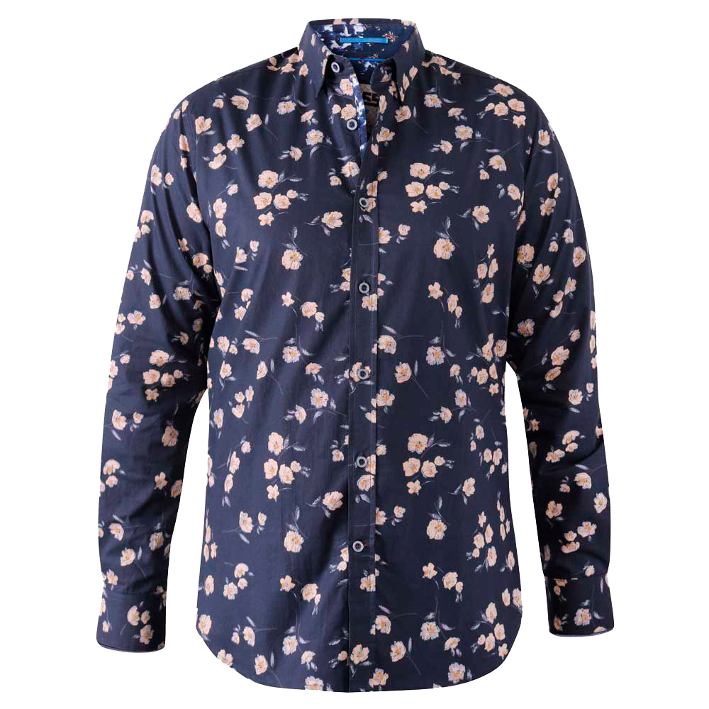 D5555 Rooksey Herre Skjorte i Navy - Plus Size 5XL