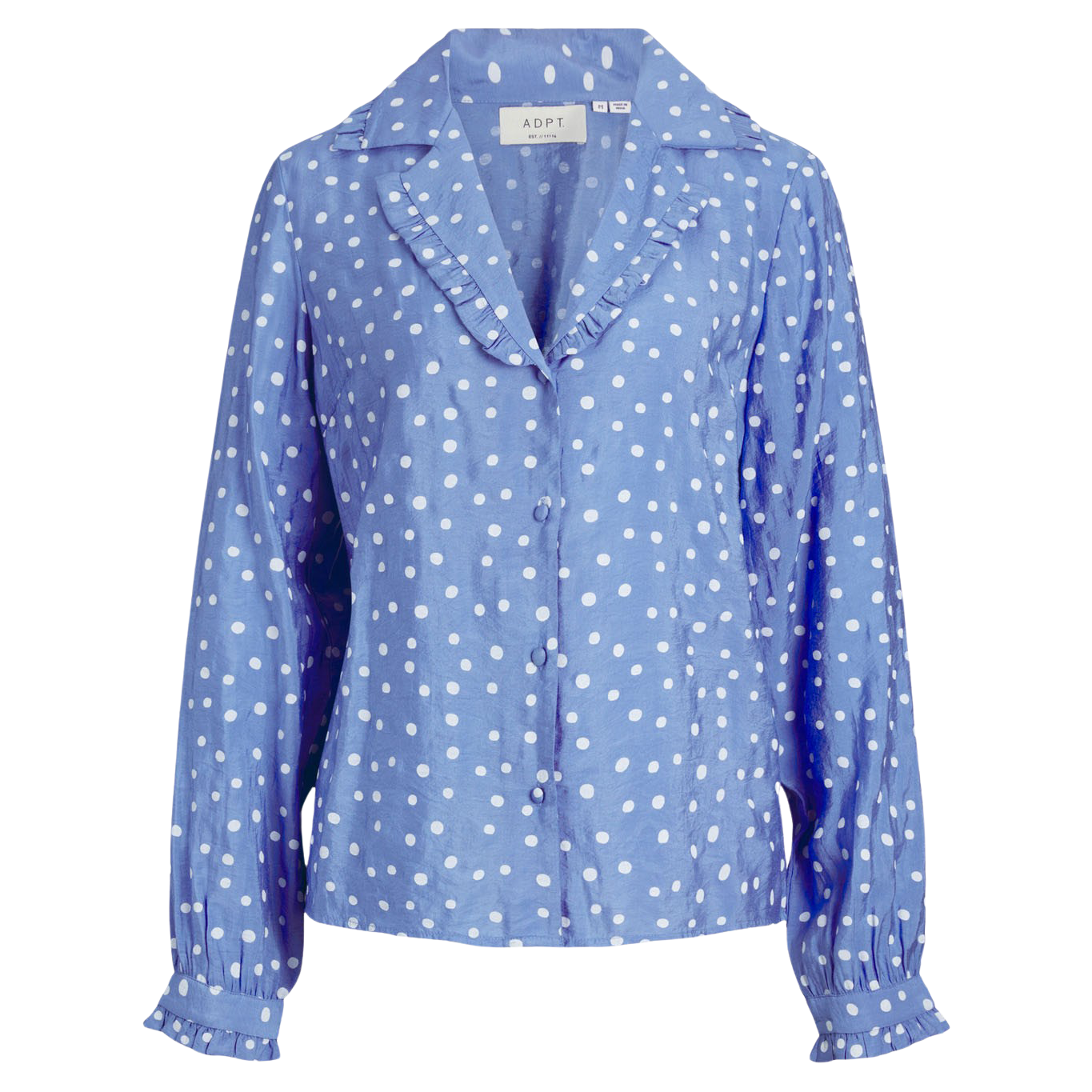 ADPT Dame Bluse i Ultramarine med Flæse Detaljer
