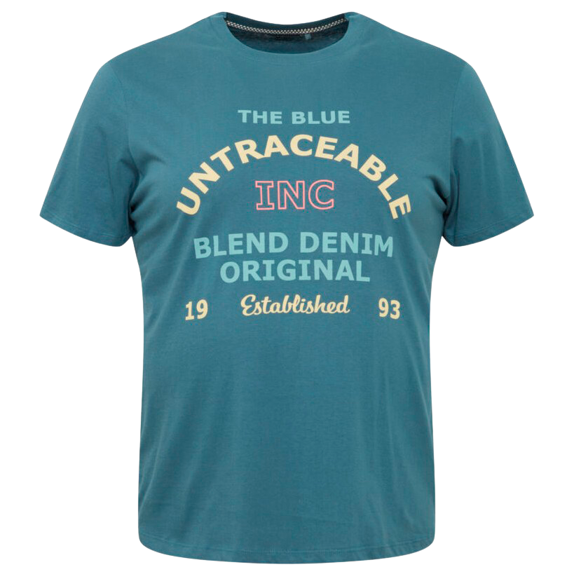 Blend Herre T-shirt Orion Blue med tekstprint - Udsalg!