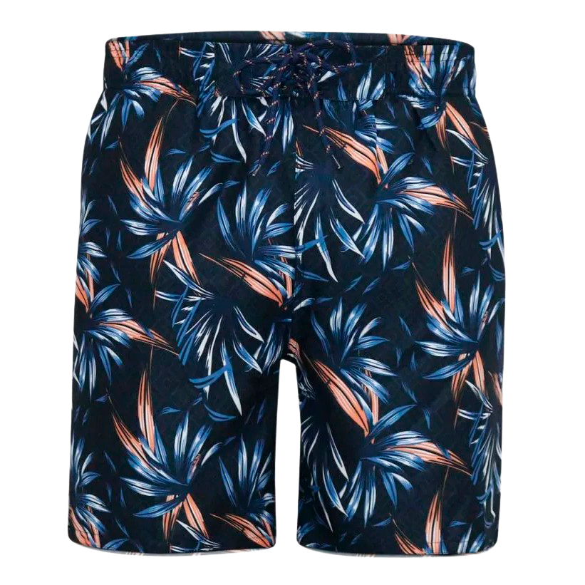 Darian Herre Badeshorts Navy med Hawaii Print - Plus Size