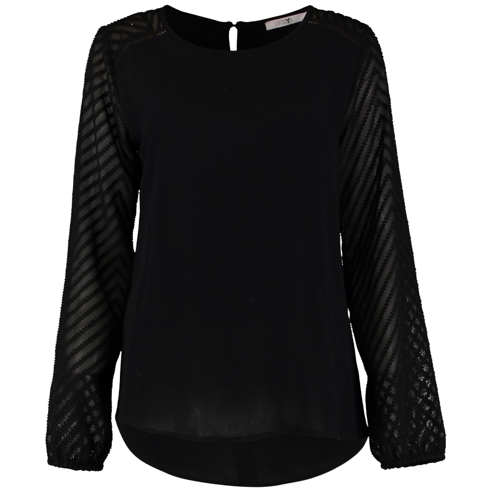 Hailys Damebluse med Gennemsigtige Ærmer - Black Friday Tilbud