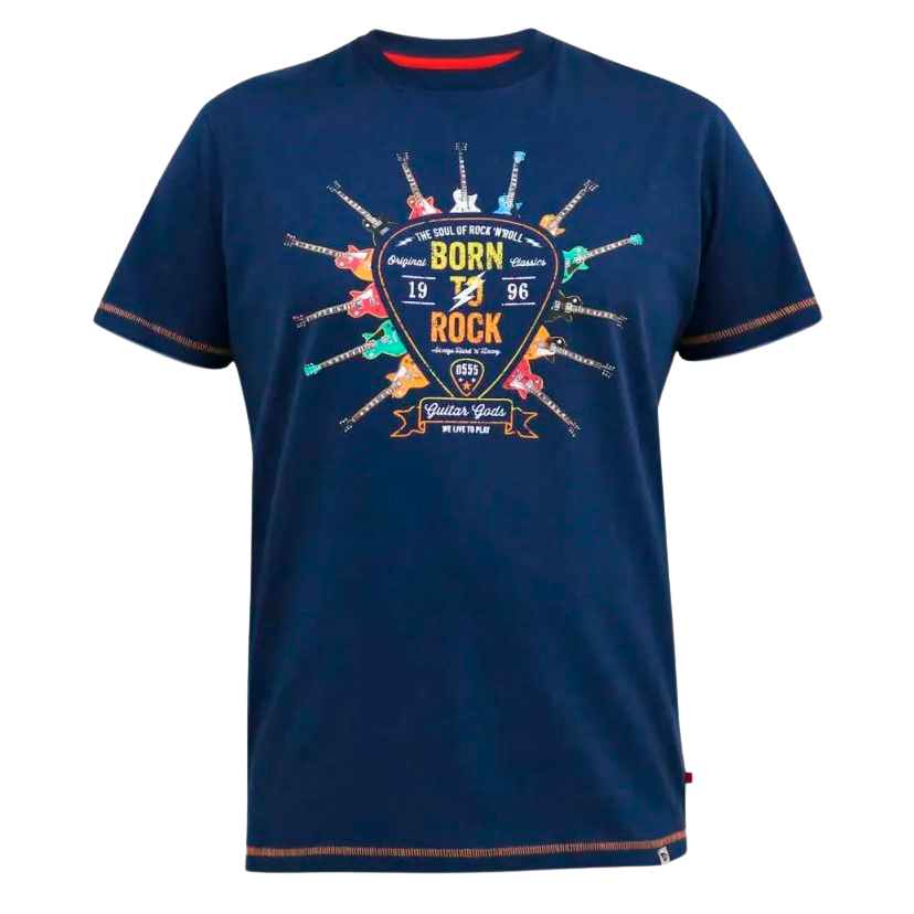 Colin Herre T-Shirt i Fransk Marine med Rock Grafik