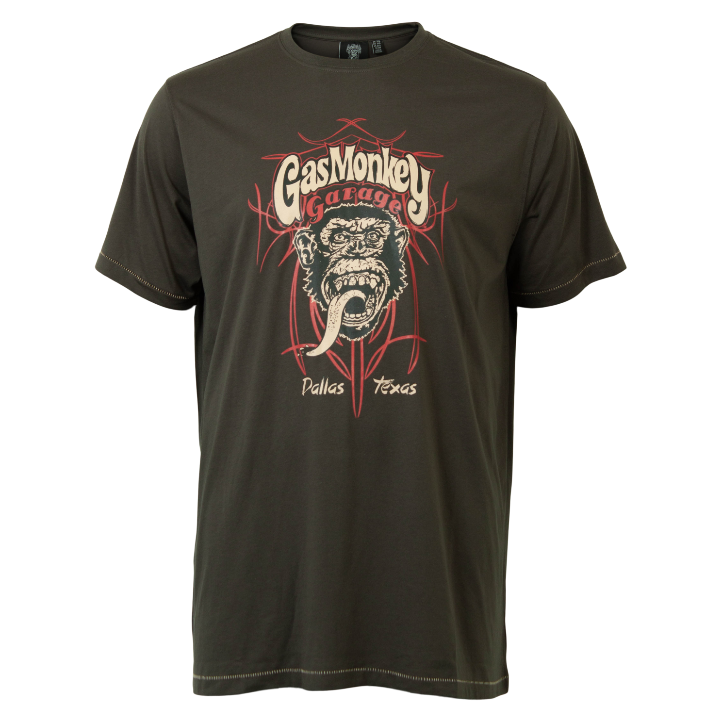 Dallas Herre T-shirt i Khaki med Gas Monkey Garage Grafik
