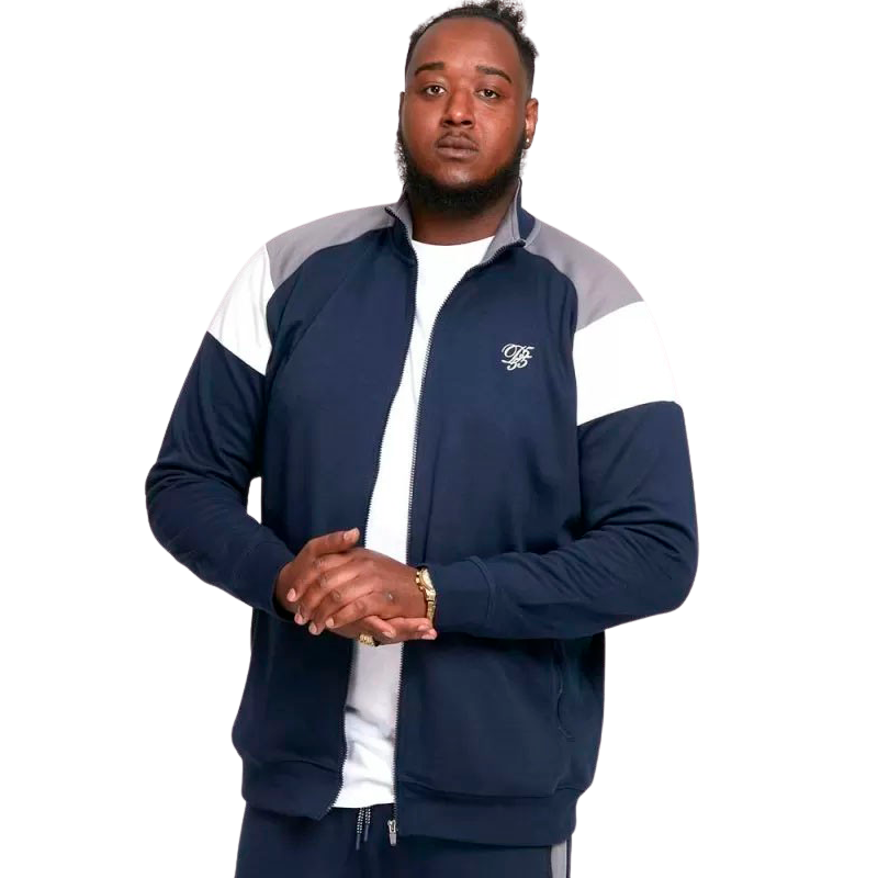 D555 Jeffrey Herre Cardigan i Navy med lynlås og lommer