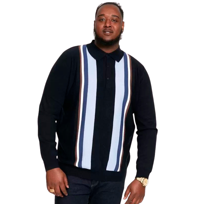 D555 Darley Herre Polo i Navy - Tynd Strikket Stil