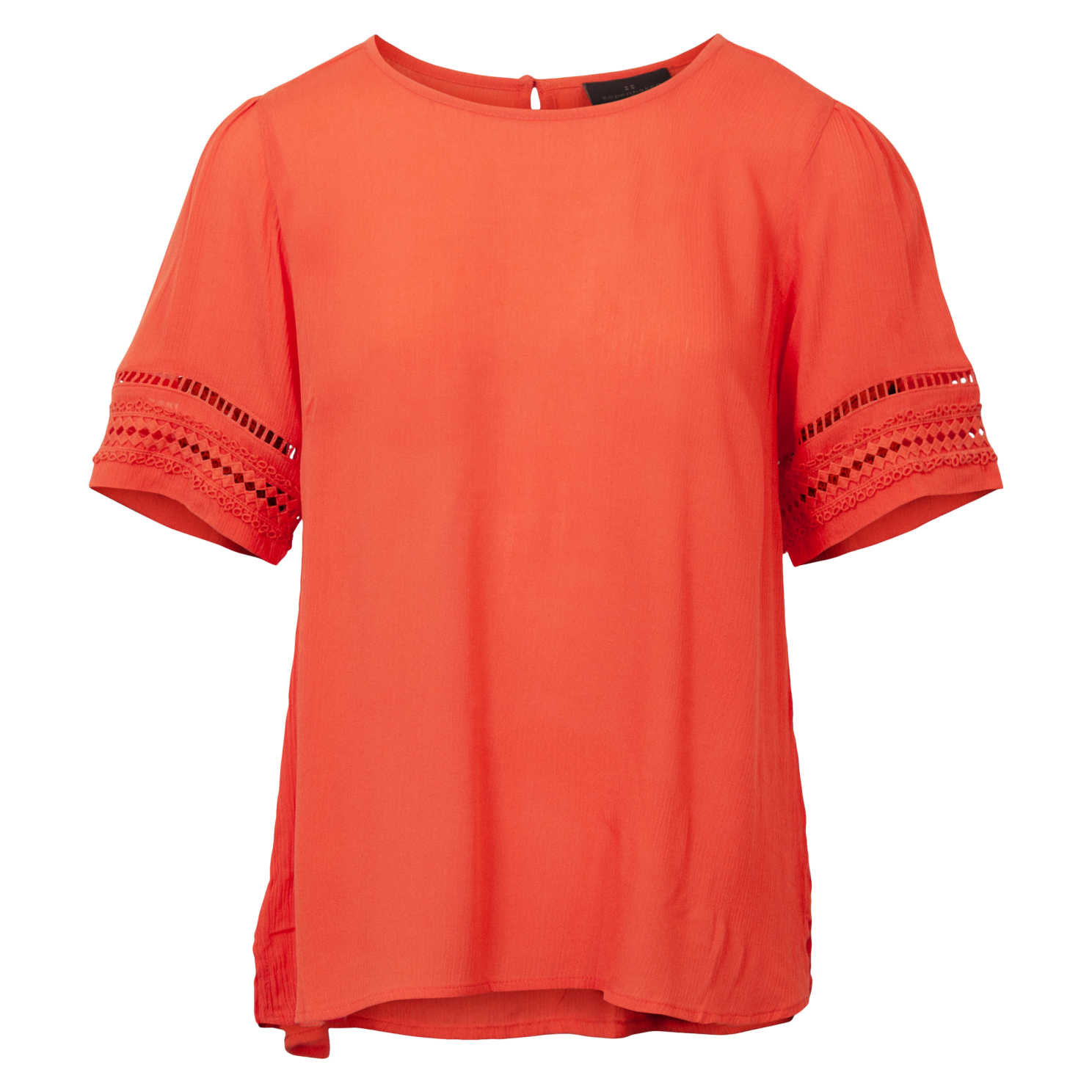 Bea Dame Bluse - Neon Orange med Hulmønster