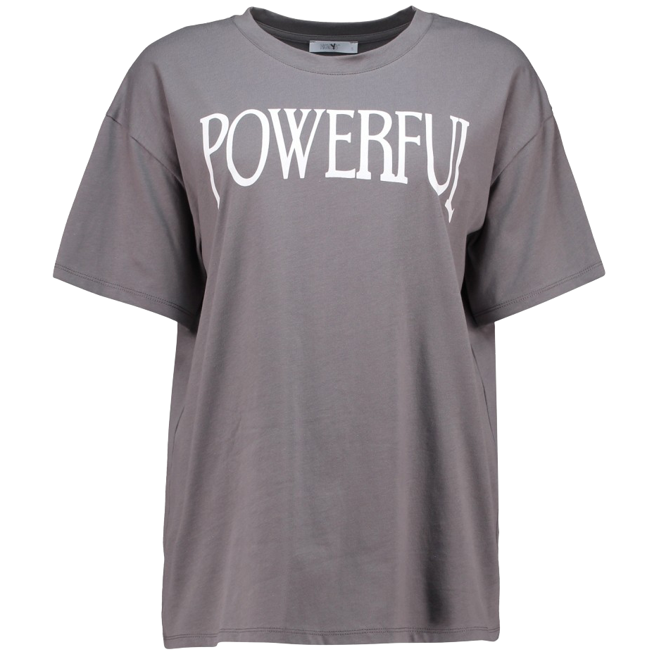 Kraftfuld Dame T-Shirt med Rosemotiv - Grå