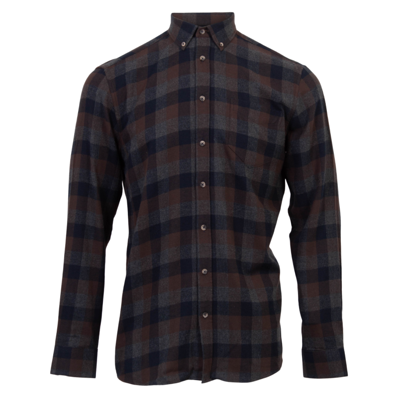 Flot flannel skjorte til mænd - Ultra Dark Brown Mix