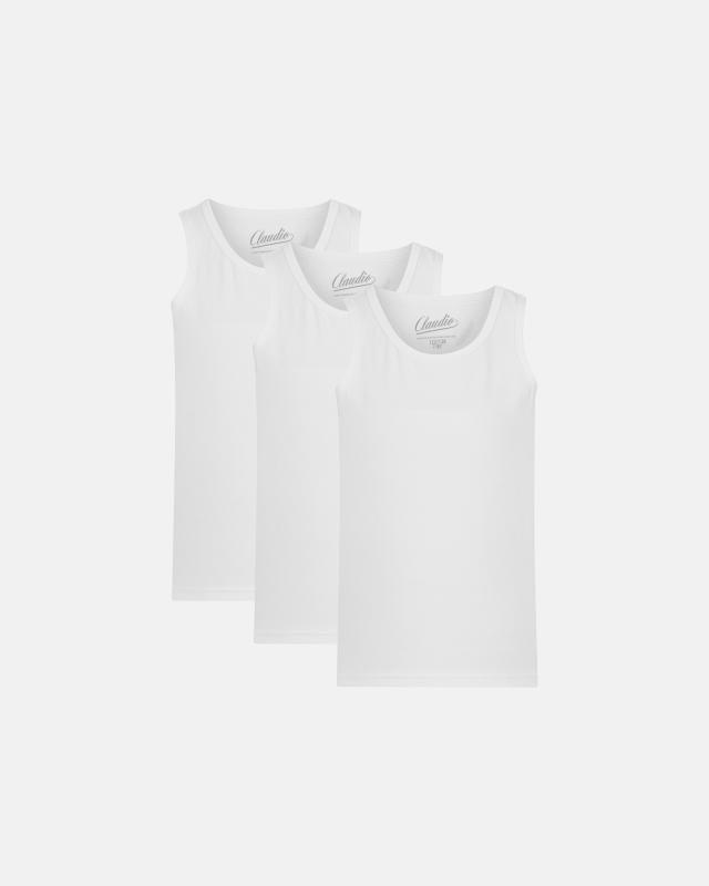 Claudio Singlet 3 Pak - Økologisk Bomuld i Hvid