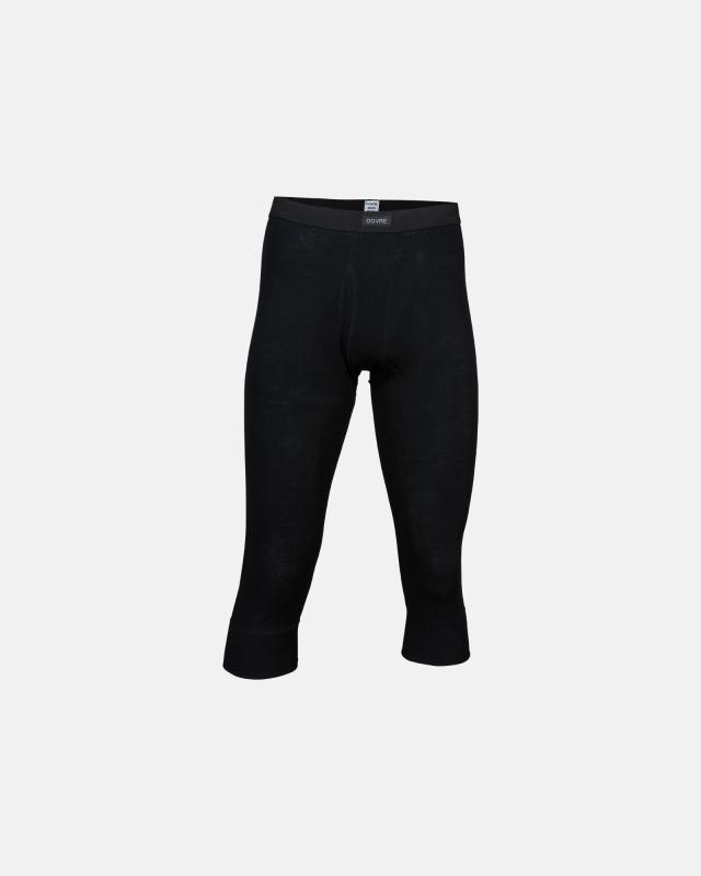 3/4 Lange Underbukser med Gylp | 100% Merino Uld | Sort