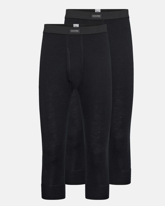 3/4 Merino Uld Long Johns med Gylp | 2 Pak | Sort
