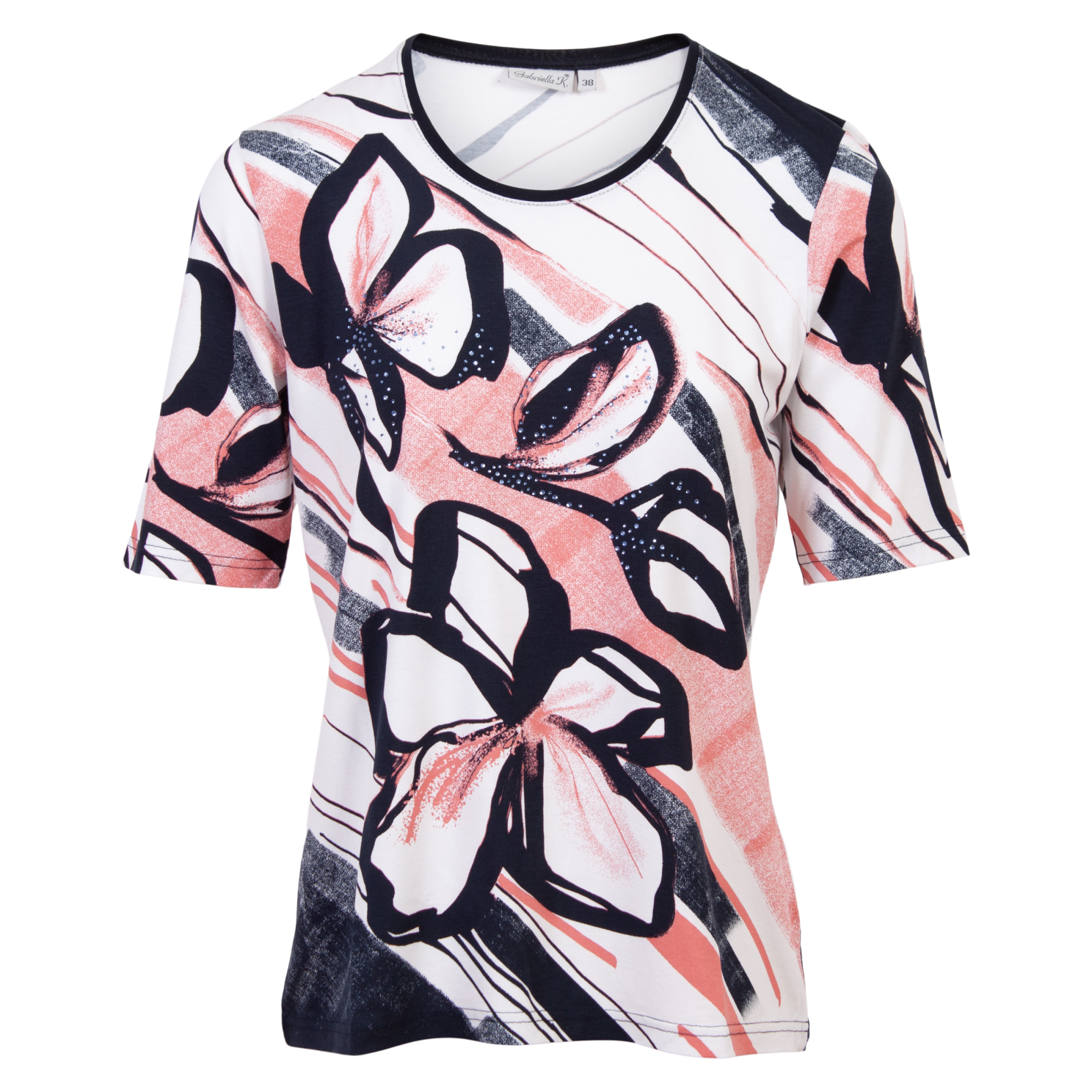 Gabriella K. Rød Dame T-shirt med Perler - Fantastisk Tilbud!