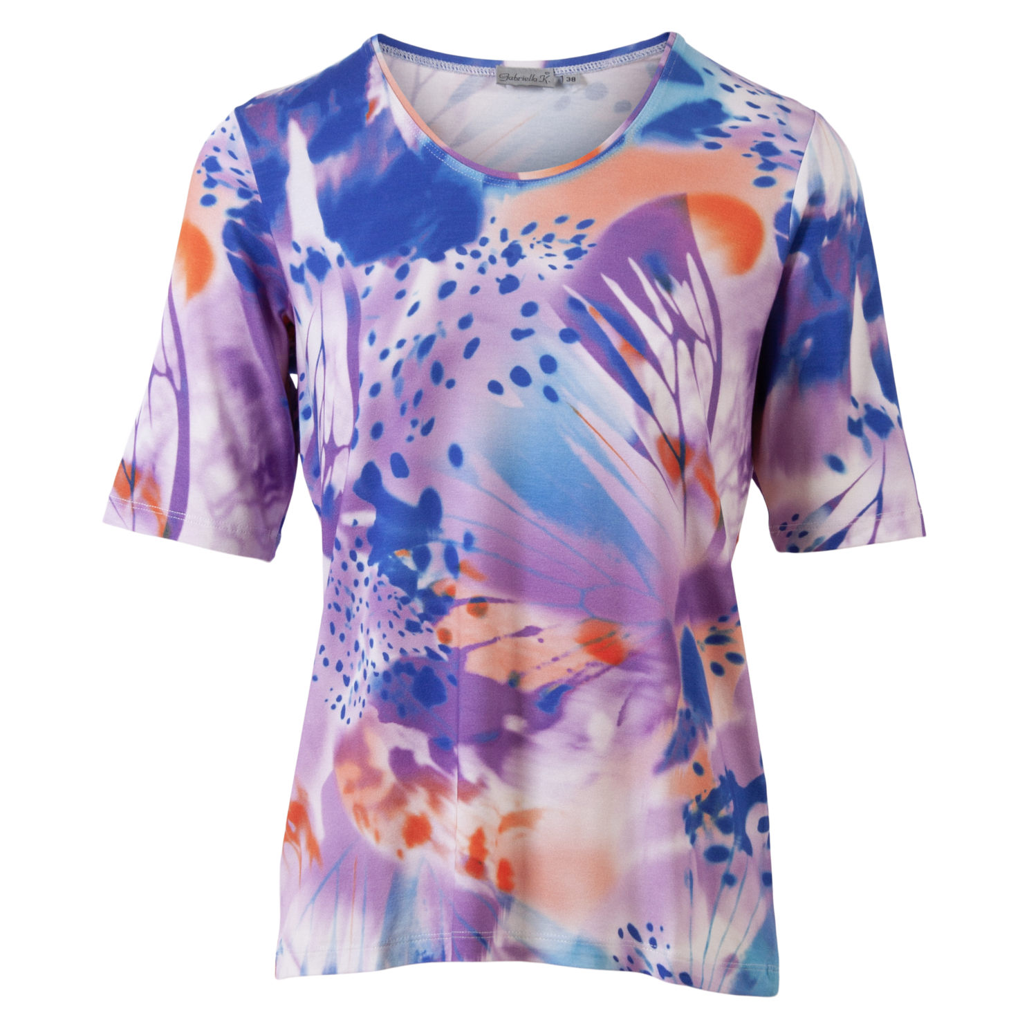 Gabriella K. Dame Bluse med Print i Lilla - Kortærmet