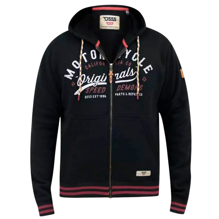 D555 Plus Size Herre Cardigan med Hætte - Sort