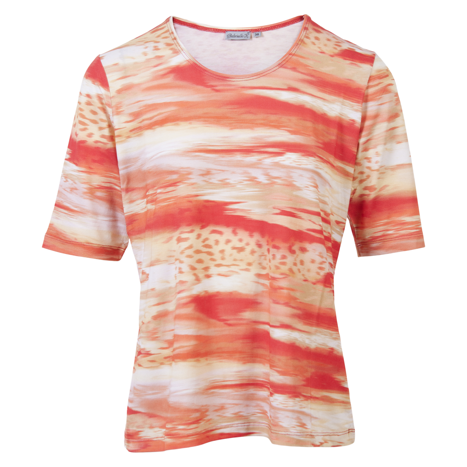 Gabriella Dame T-shirt med All-Over Print i Rød