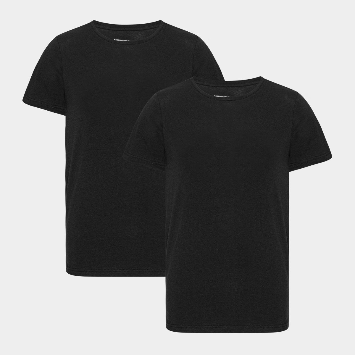2 Sorte Slim Fit T-Shirts i Bambus med Rund Hals