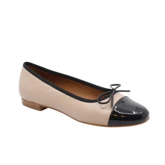 Elegant Billi Bi Ballerina med Sløjfe i Beige og Sort