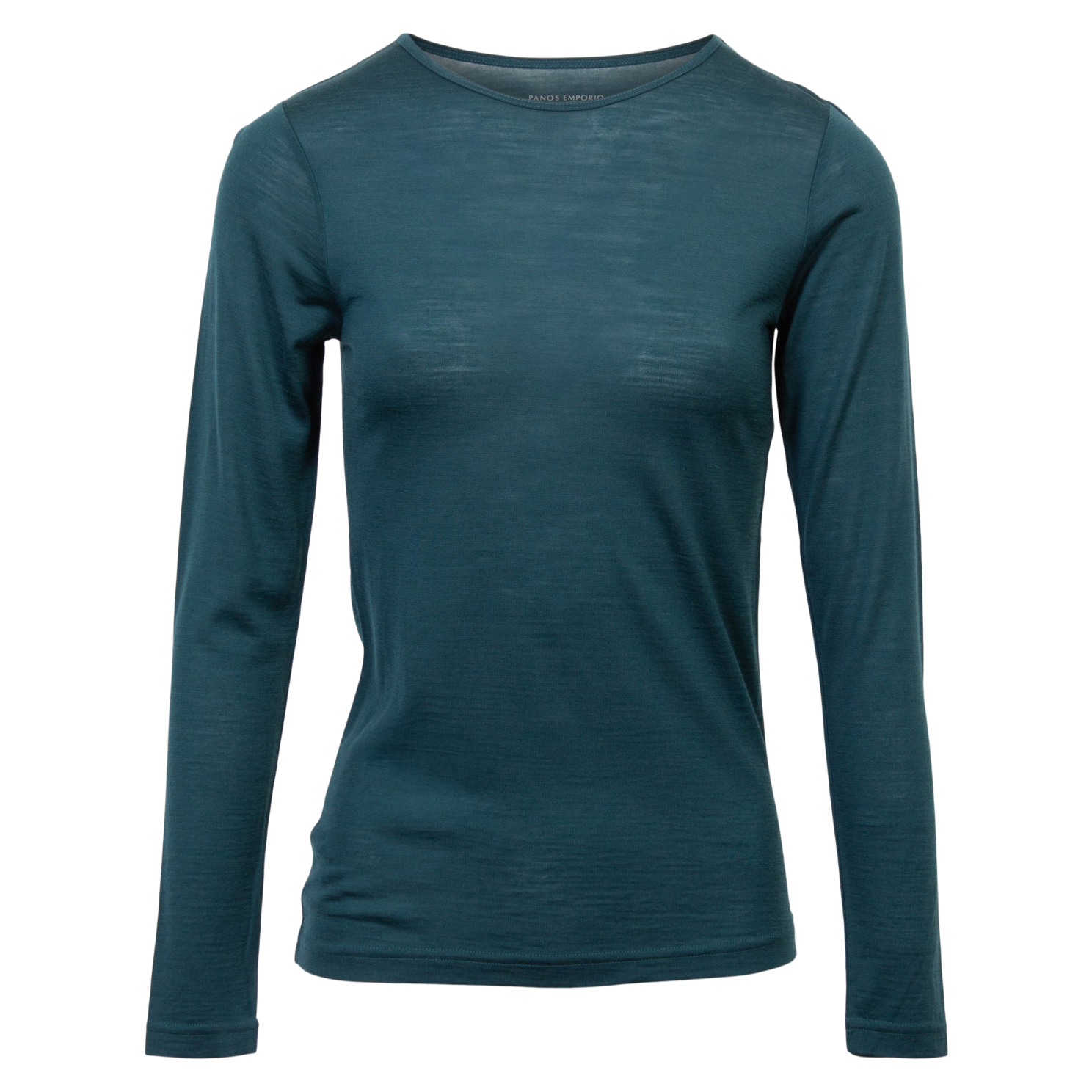 Dame Langærmet T Shirt I Merinouldmix   Deep Teal   L fra Panos Emporio