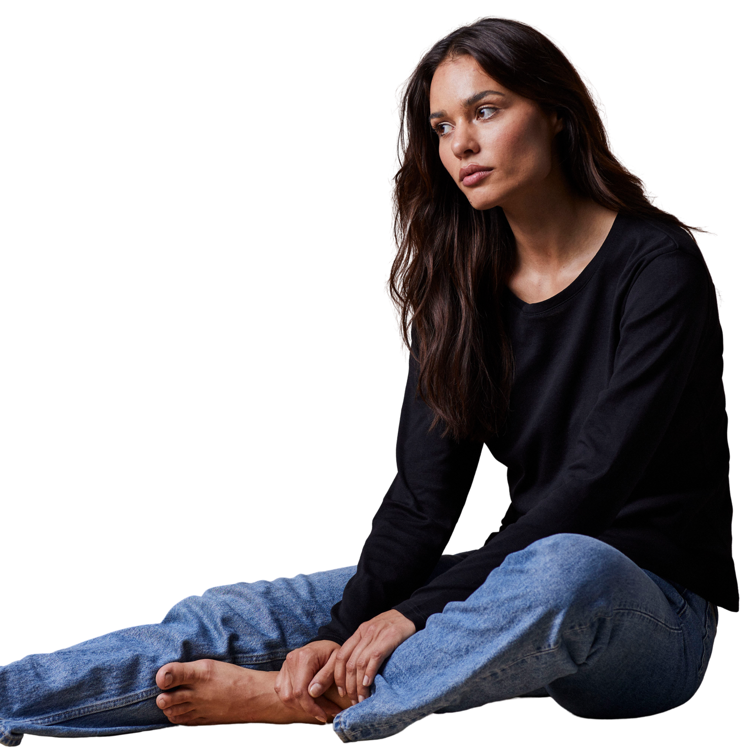 Dame Langærmet T Shirt   Black   M fra Norvig