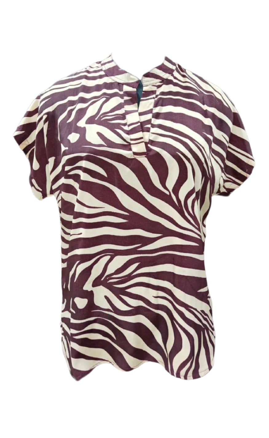 Bluse   Luna Andra   Berry Zebra fra Black Colour