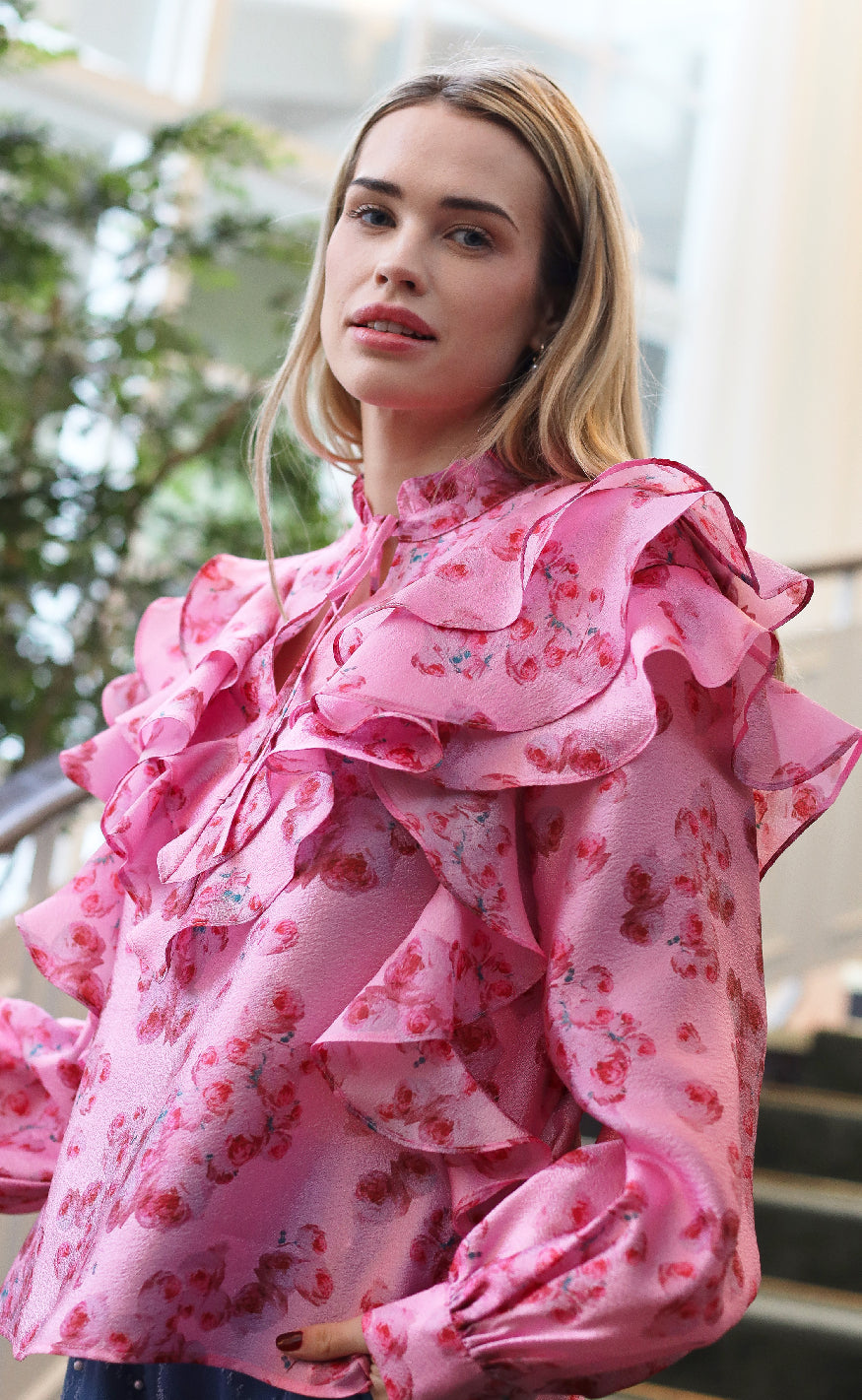 Bluse   Sylvia   Pink Roses fra Cras