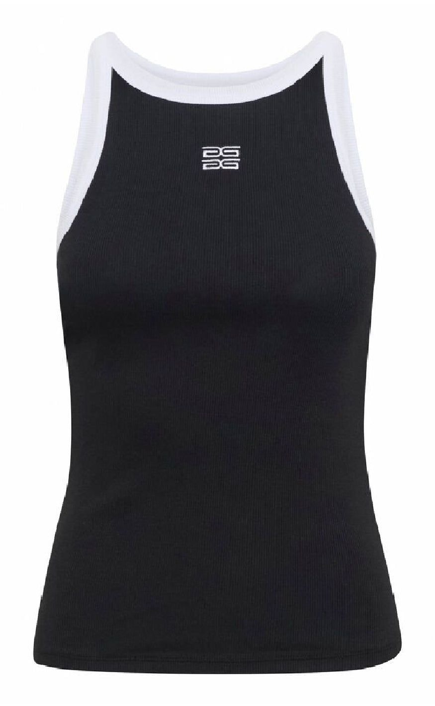Top   Drew Contrast Logo   Black fra Gestuz