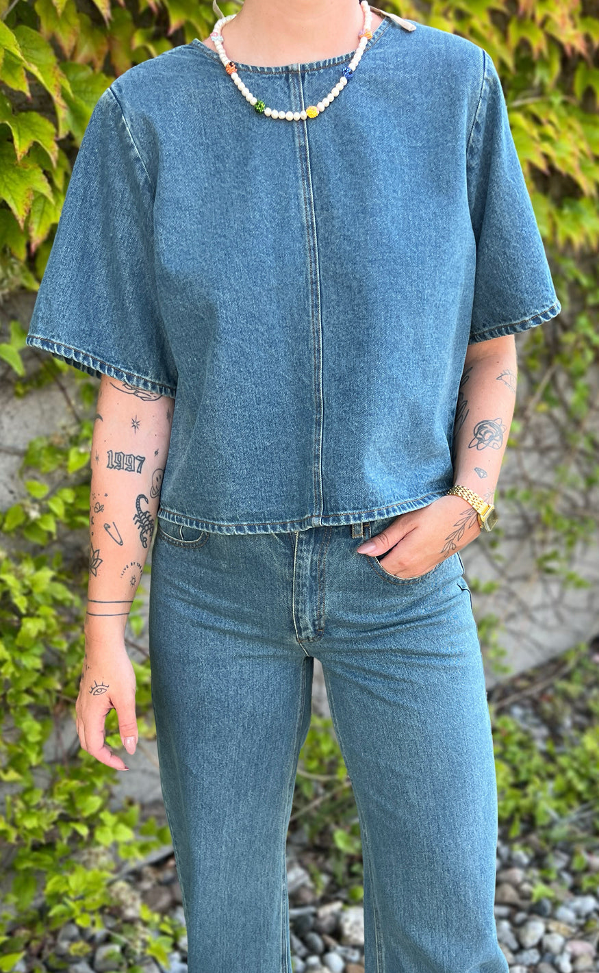 Bluse   Kameko   Vintage Blue Wash fra Noella