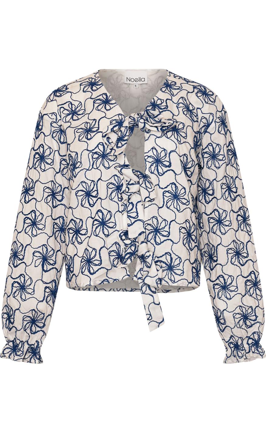Bluse   Krisina   White Blue Combo fra Noella