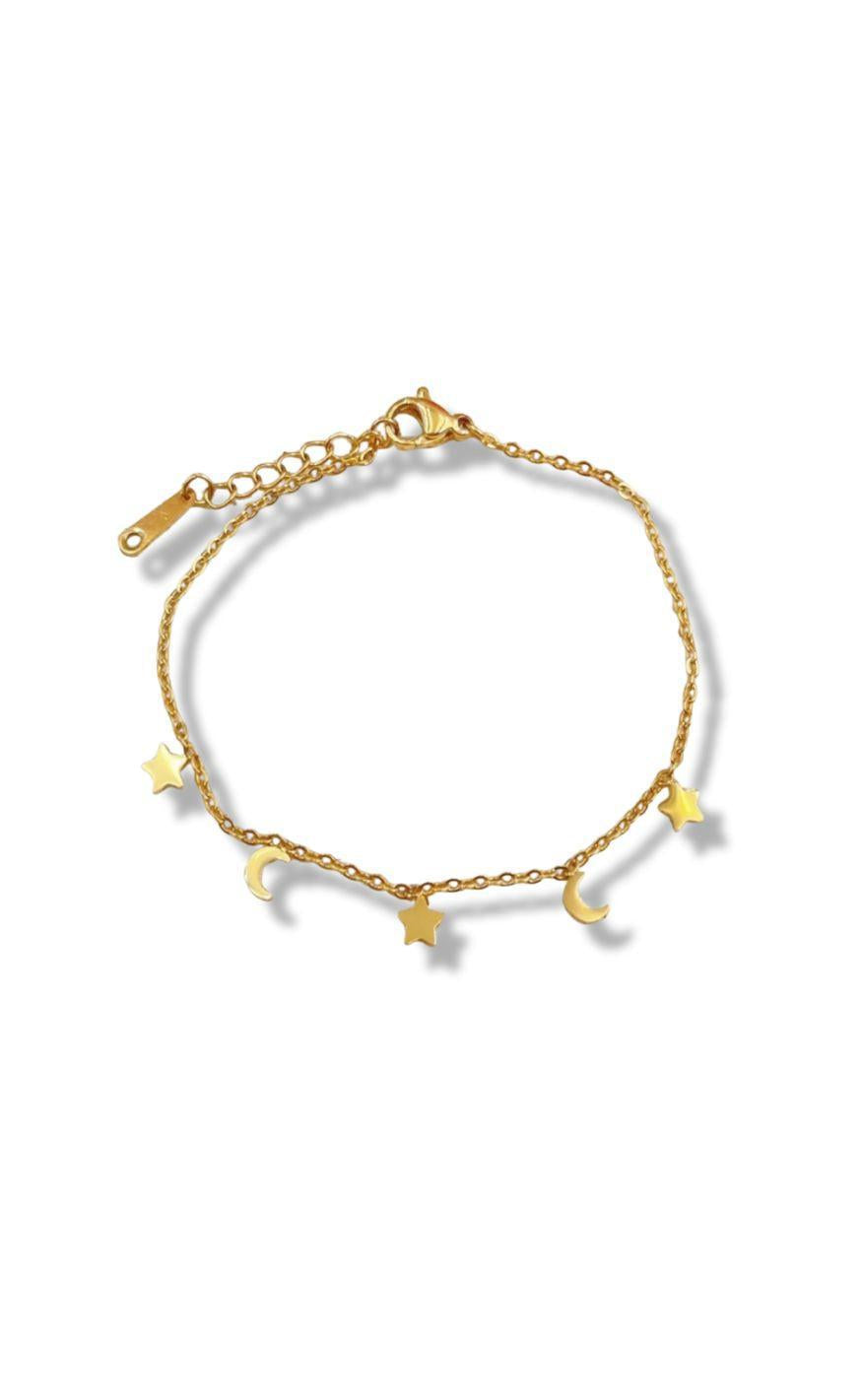 Armbånd   Porto Moon & Stars   Gold Colour fra Smykkeli Copenhagen