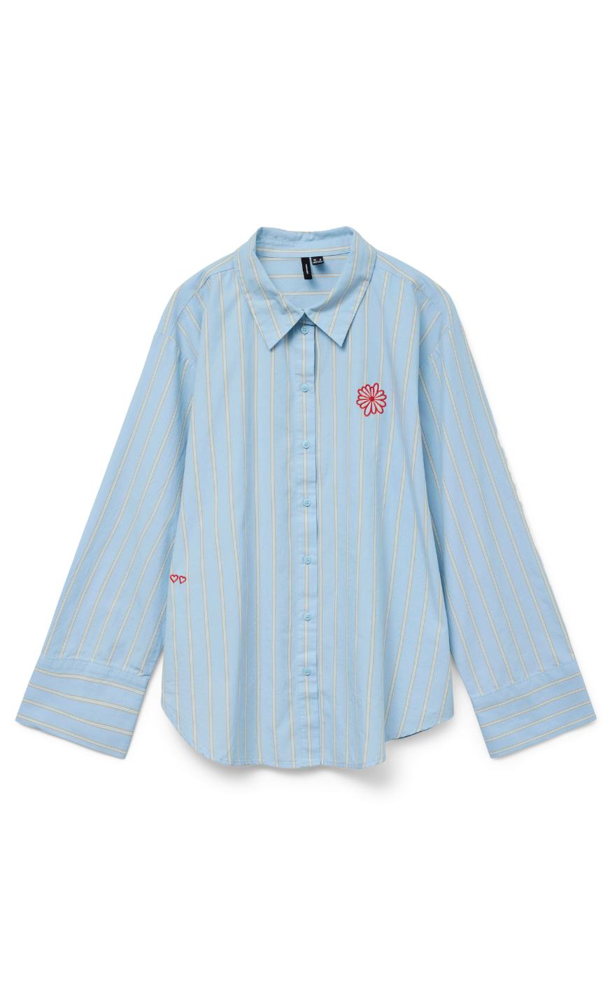 Skjorte   Charlotte   Air Blue Cloud Dancer Twill fra Vero Moda