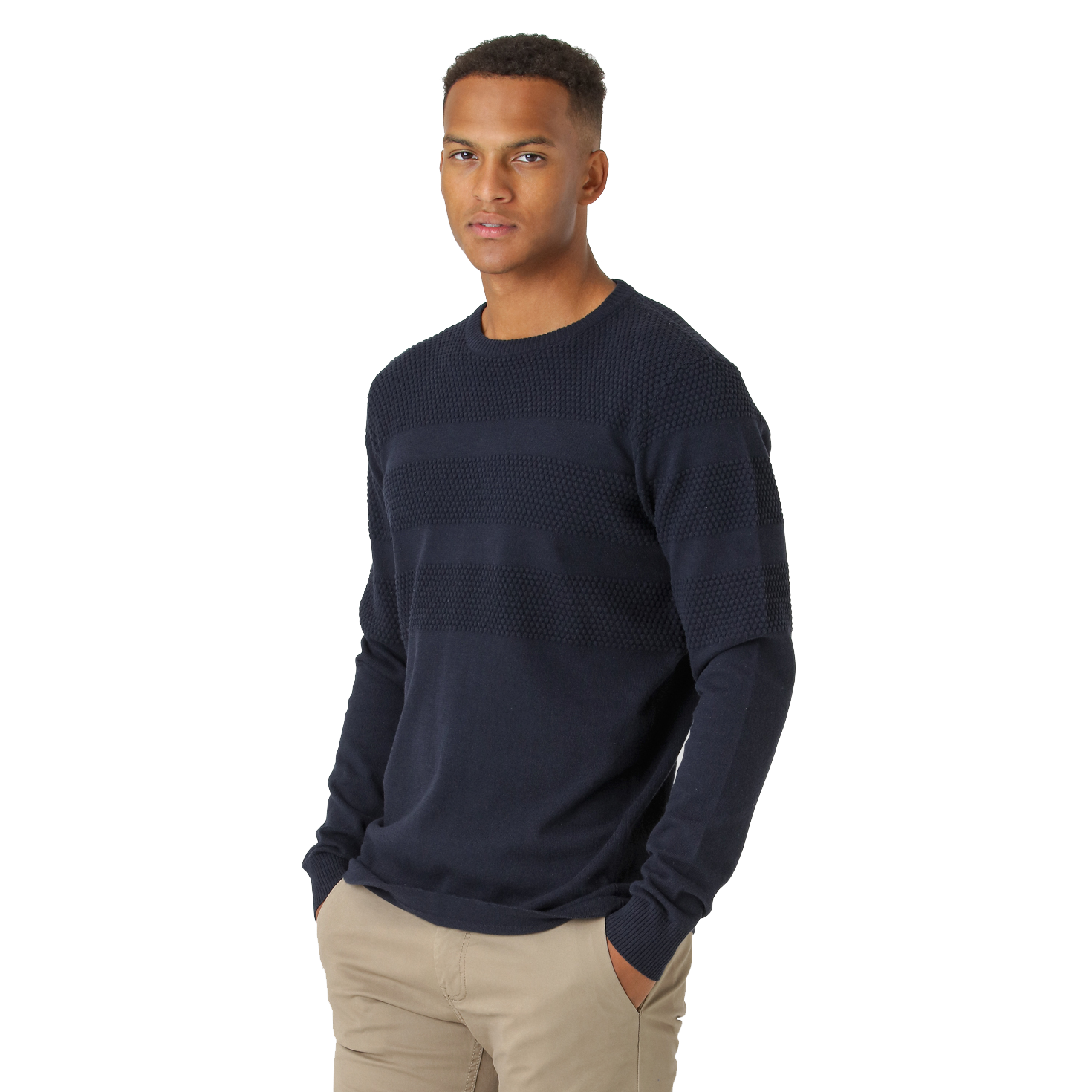 Affleck Herre Striktrøje   Dark Navy   M fra Marcus