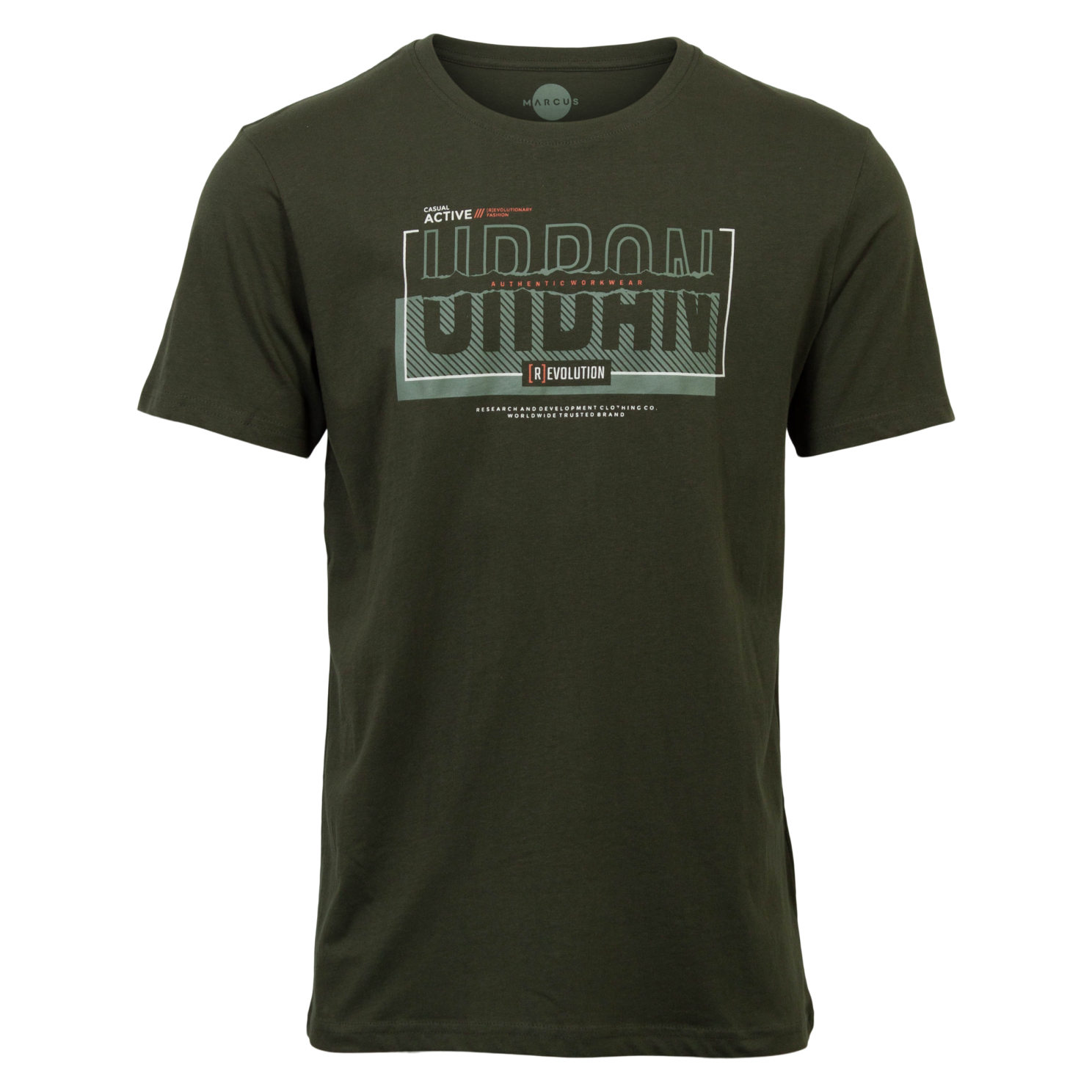 Zion Herre T Shirt   Olive Green   L fra Marcus