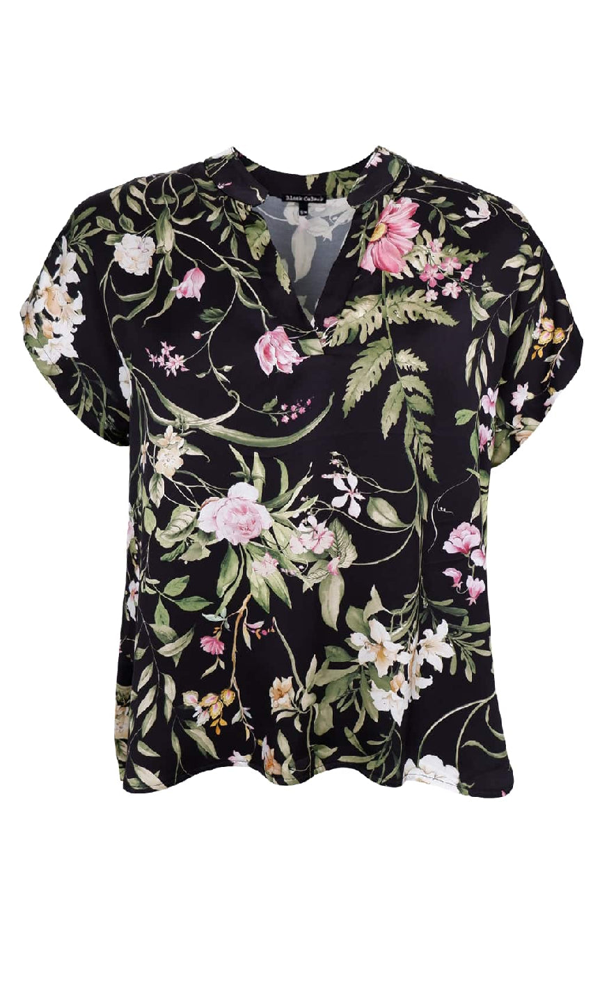 Bluse   Zennia   Black Flower fra Black Colour