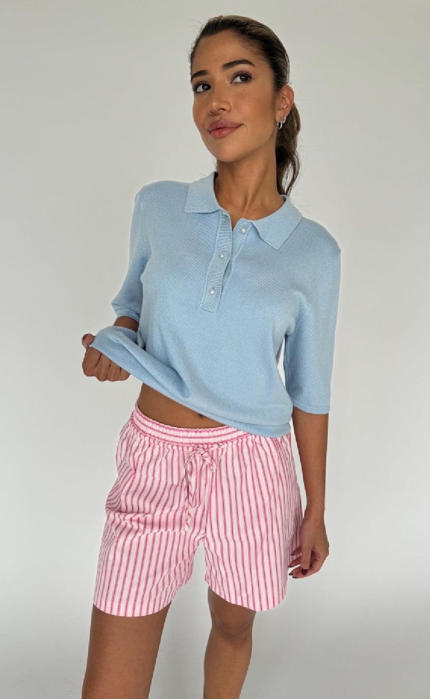 Bluse   Diane Polo   Light Blue fra Continue