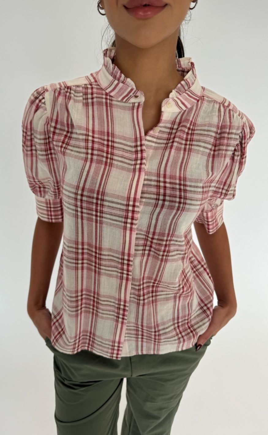 Bluse   Moe Check   Red Check fra Continue