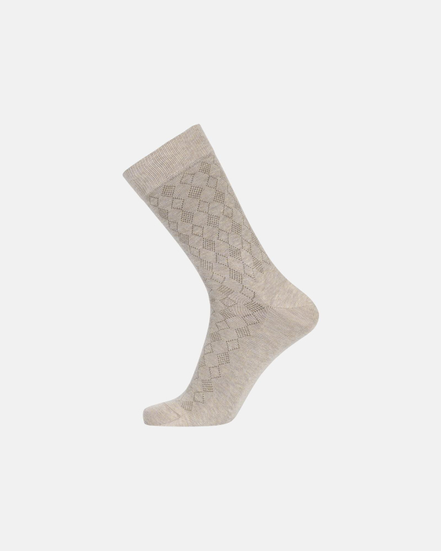 "regular" Strømpe | Bomuld | Beige Med Mønster fra Egtved