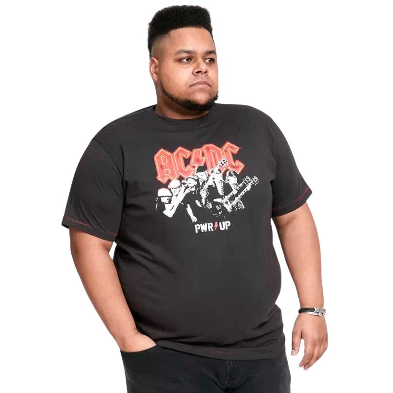 Ac Dc Herre T Shirt Plus Size   Washed Black   8 fra D5555
