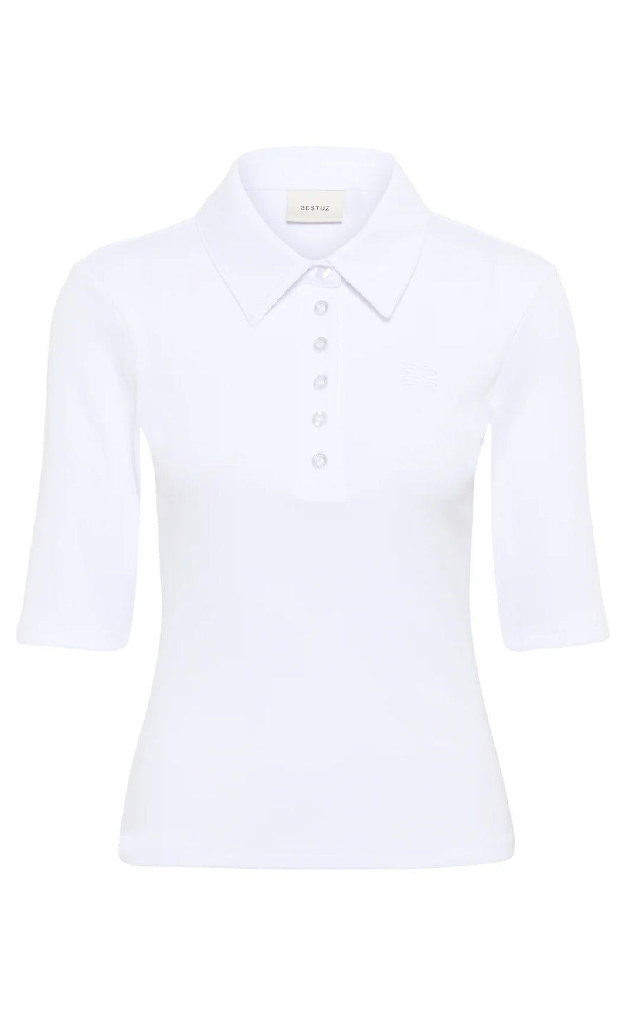 Bluse   Drew Polo   Bright White fra Gestuz
