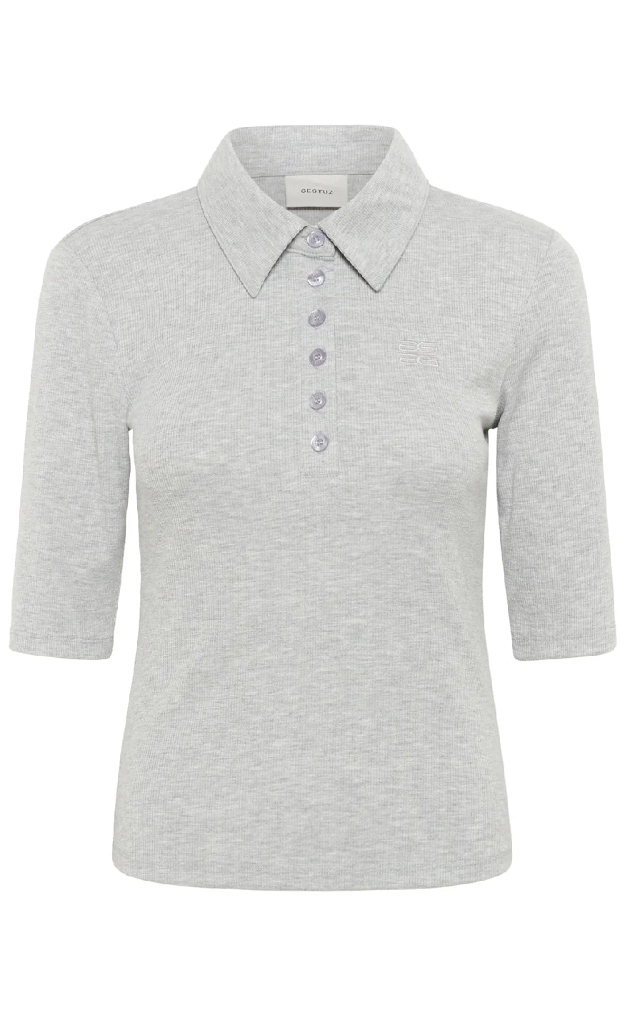 Bluse   Drew Polo   Grey Melange fra Gestuz