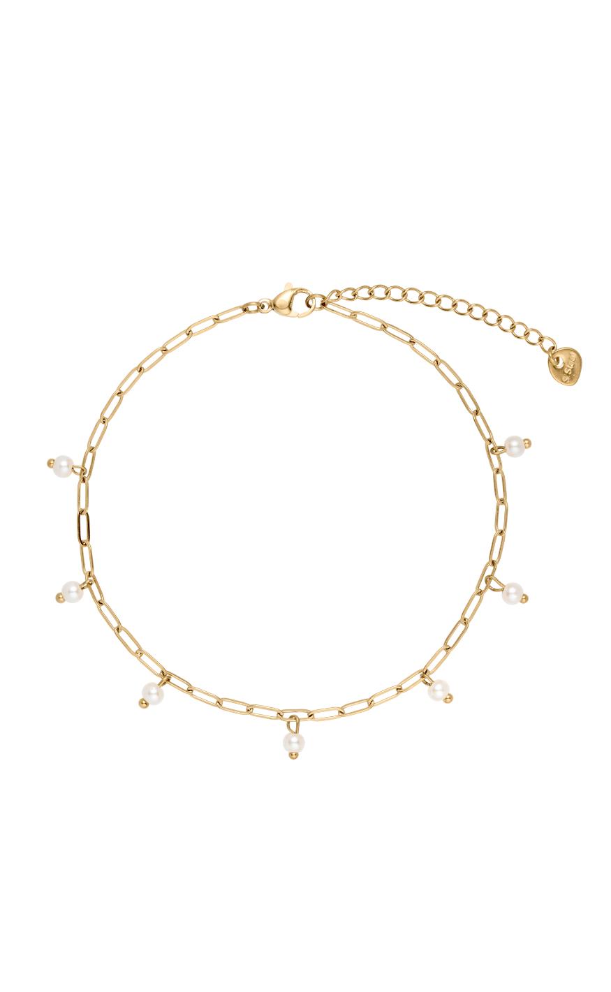 Ankelkæde   Small Pearl   Gold Colour fra Smykkeli Copenhagen